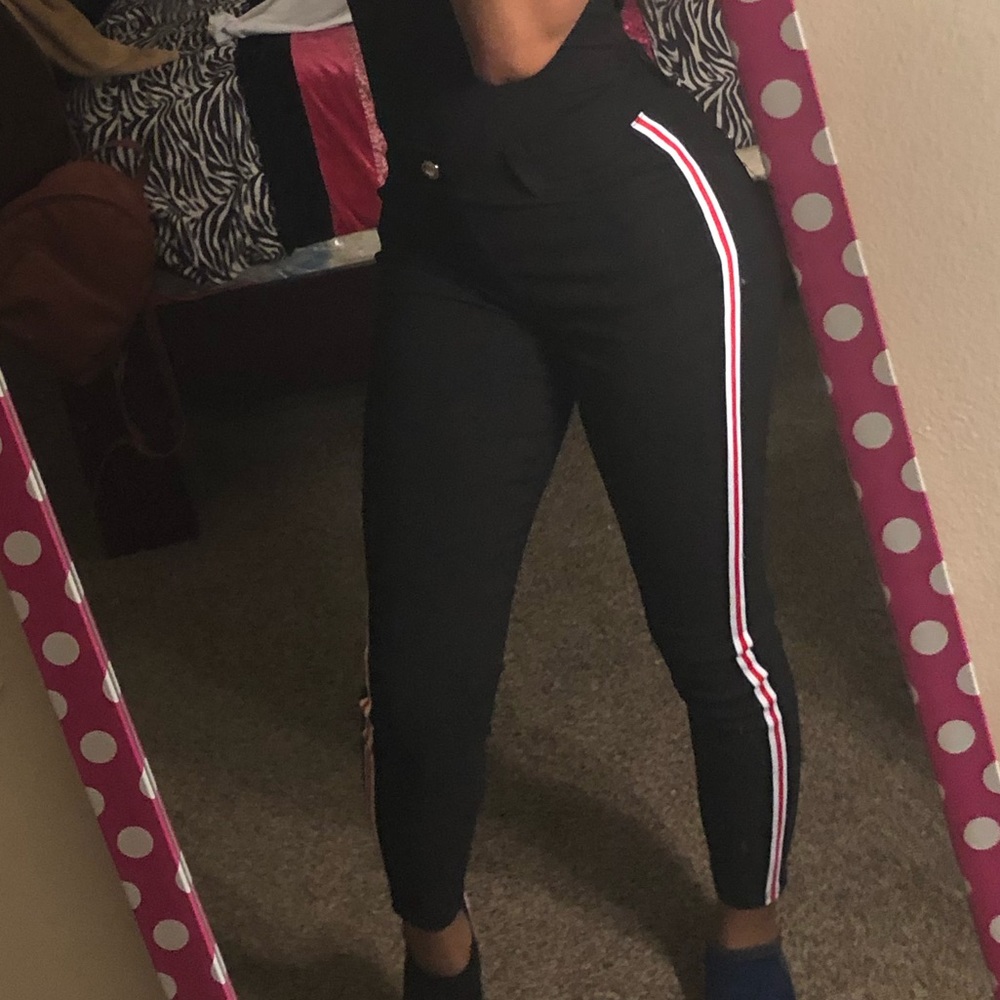 Black Pants w/ Red & White Stripe